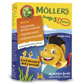 Möller's Omega-3 Jelly Fish - gumene ribice, ukus narandže, 36