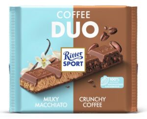 Čokolada Mlečna Coffee Duo Milky Macchiato Crunchy Coffee 218 g Ritter Sport