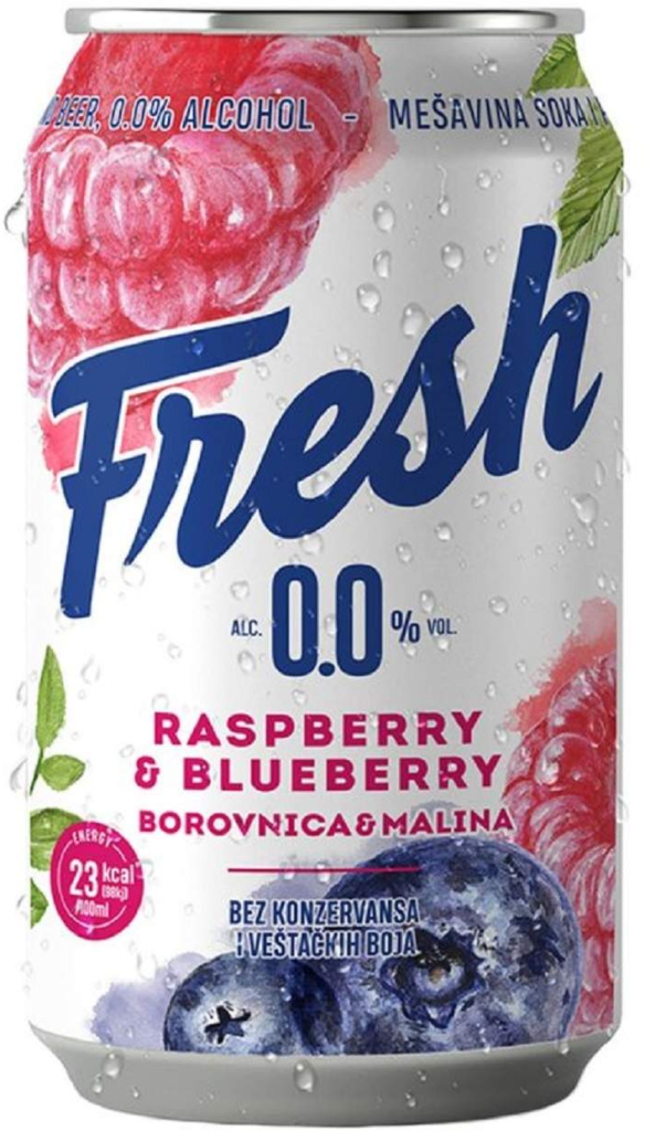 Pivo 0% Malina&Borovnica Fresh can 0,33 l
