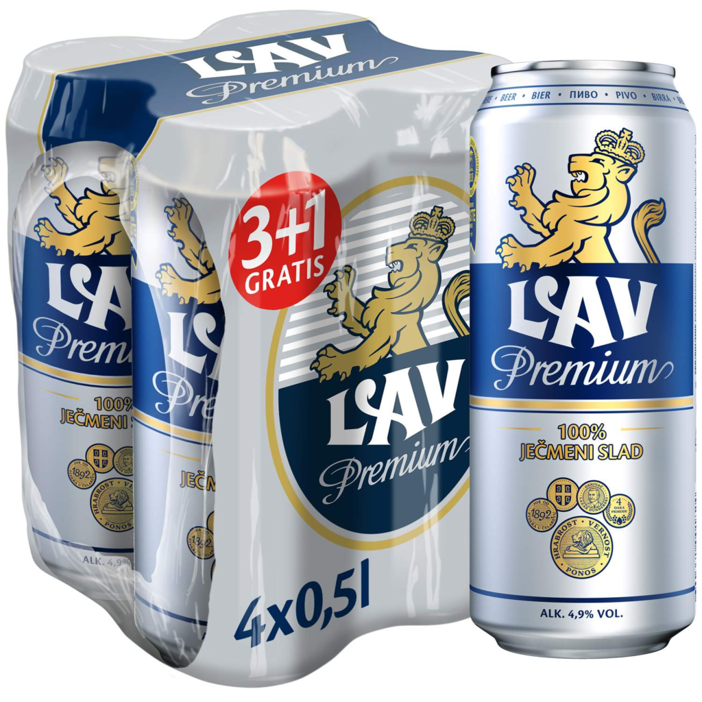 Lav pivo Premium 0.5 l Can 3+1 Grati