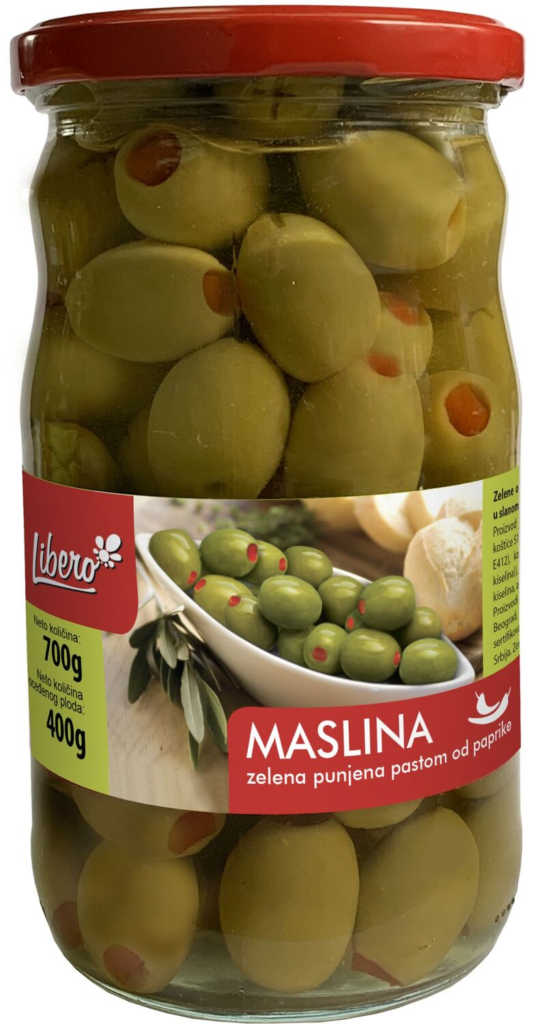 Masline Zelene Paprika 720 ml Libero