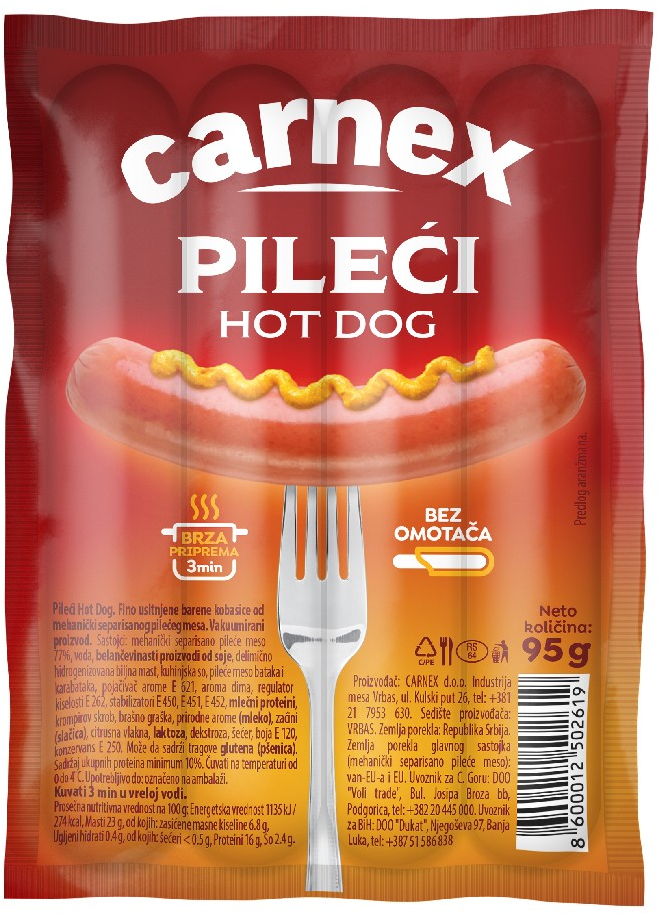 Carnex pileći Hot Dog 95 g