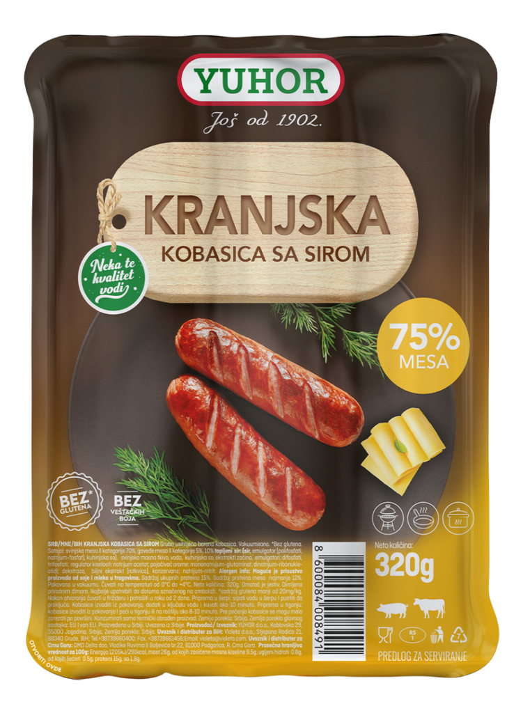 Kobasica Kranjska sa Sirom 320 g Yuh