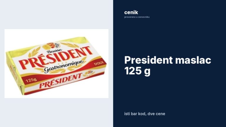President maslac: 159,90 din u Aleksandroviću, 387,38 din u VP Dimi. Isti bar kod, 227,48 din razlike