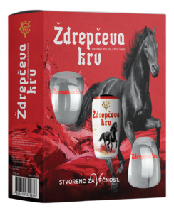 Vino Ždrepčeva Krv 0,75 l+ 2čaše Čok