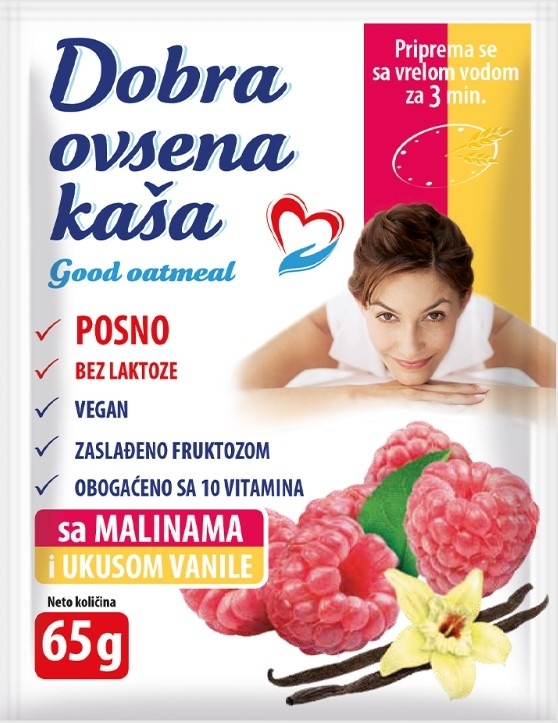 Dobra zobena ovsena kaša malina i vanila 65 g